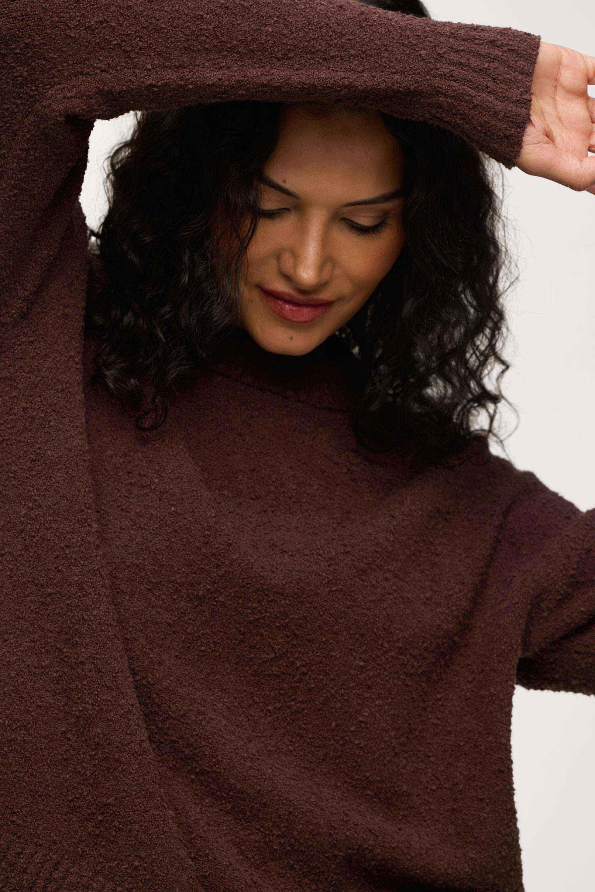 Boxy Front-Tuck Stretchy Sweater