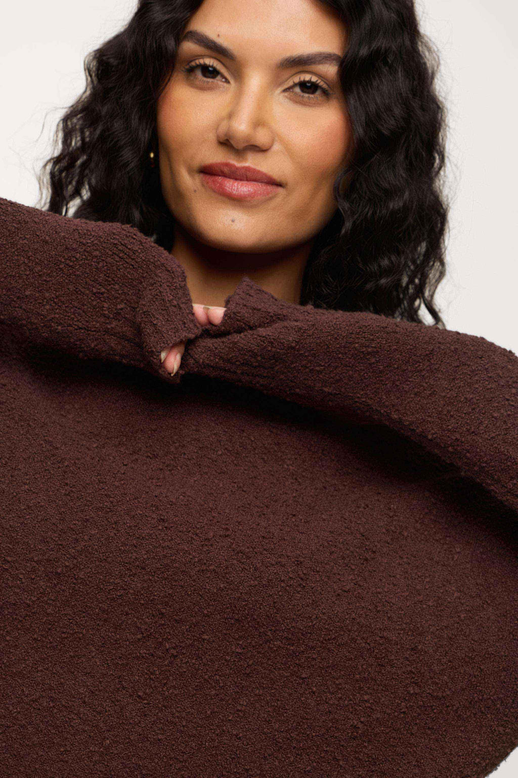 Boxy Front-Tuck Stretchy Sweater