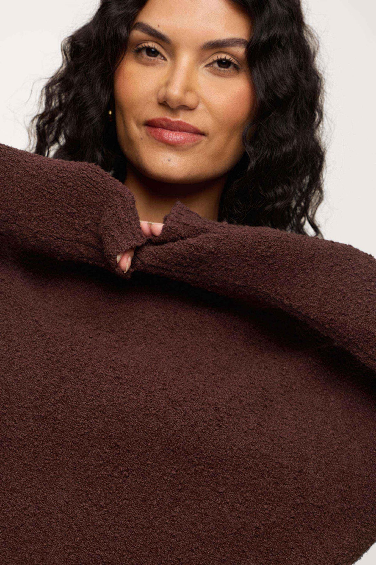 Boxy Front-Tuck Stretchy Sweater