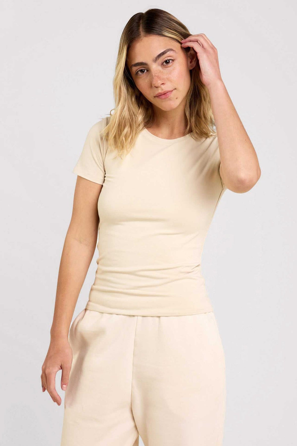 Double-Layer Cotton Shortsleeve Bodysuit
