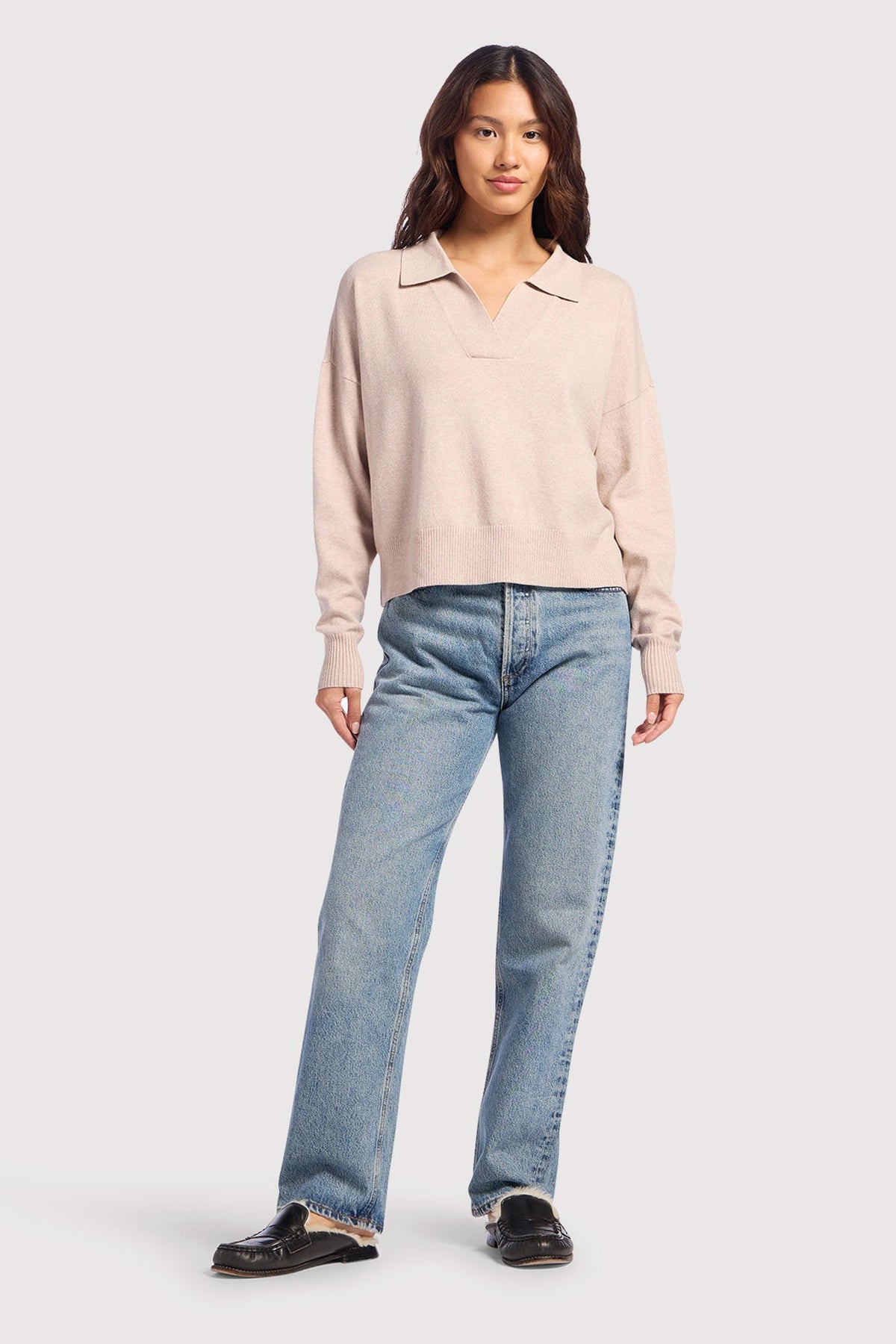 Effortless Polo Collar Sweater